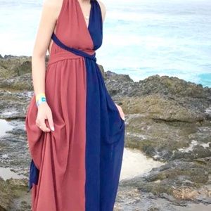 Beach Two-tone Backless Sundress